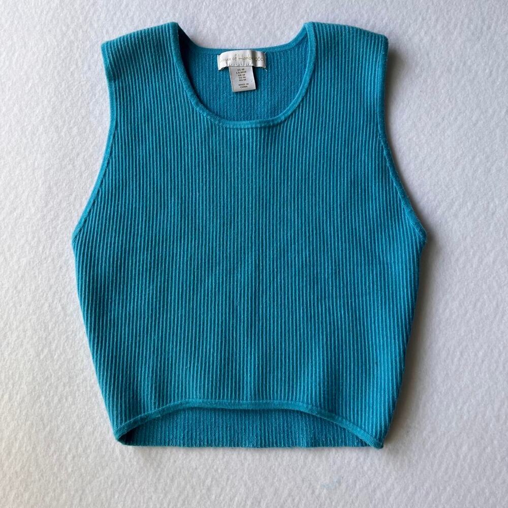 Y2k turquoise ribbed knit crop tank